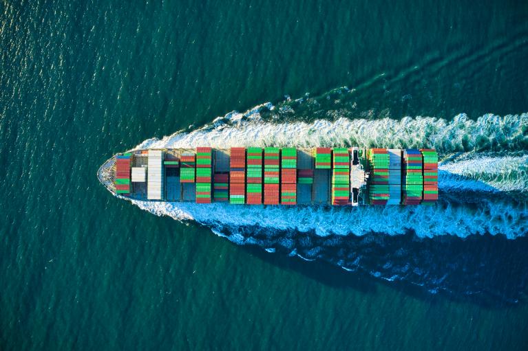 View of cargo ship. Photo by Cameron Venti.