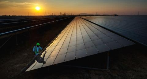 Pavagada Solar Park in Karnataka, India, pictured in January 2020: there are massive resources of renewable energy in the developing world.