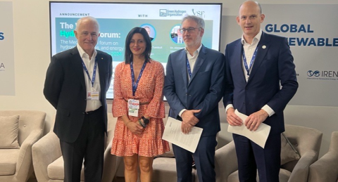 Italian Deputy Minister of Environment Security Vannia Gava witnessing the signing f the arrangement for the organisation of the Forum during COP28